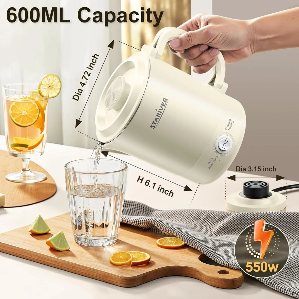 Portable Travel Kettle, 600ML Foldable Handle