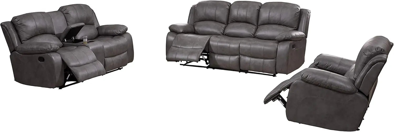 3PC Bonded Leather Reclining Set