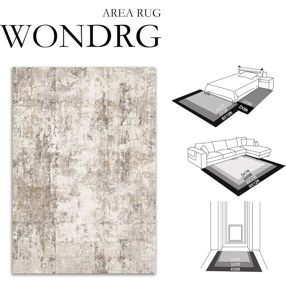 8x10 Washable Soft Grey Abstract