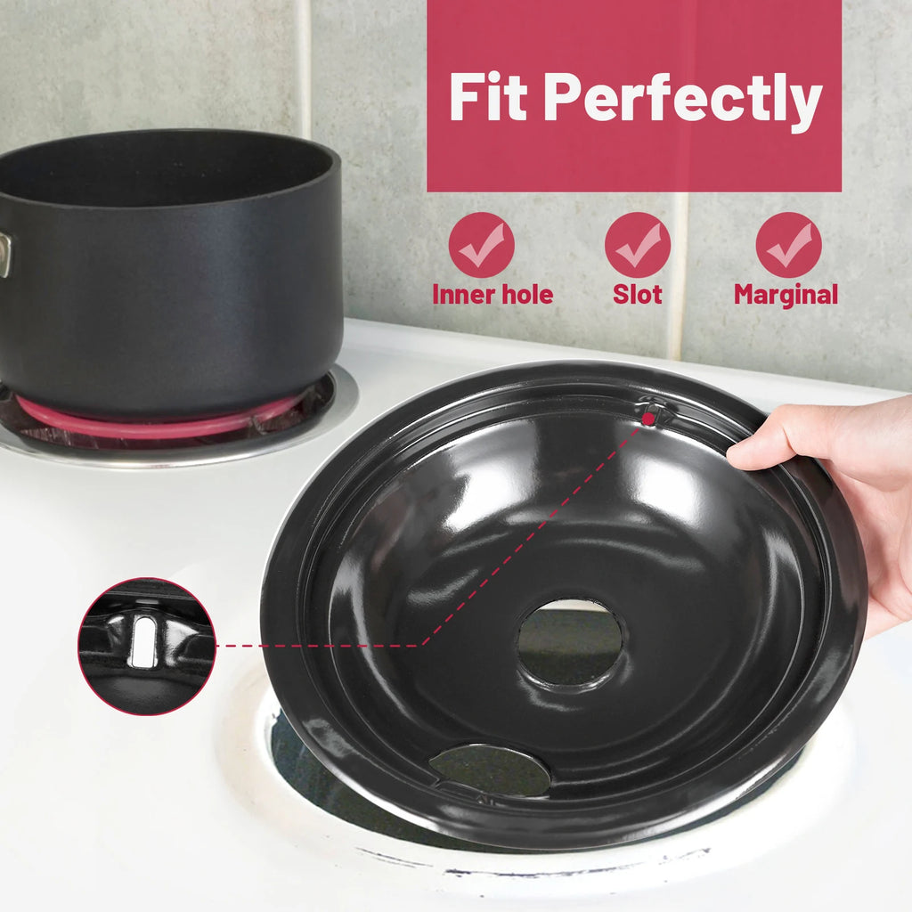 2-6" 2-8" Black Cooktop Drip Pans