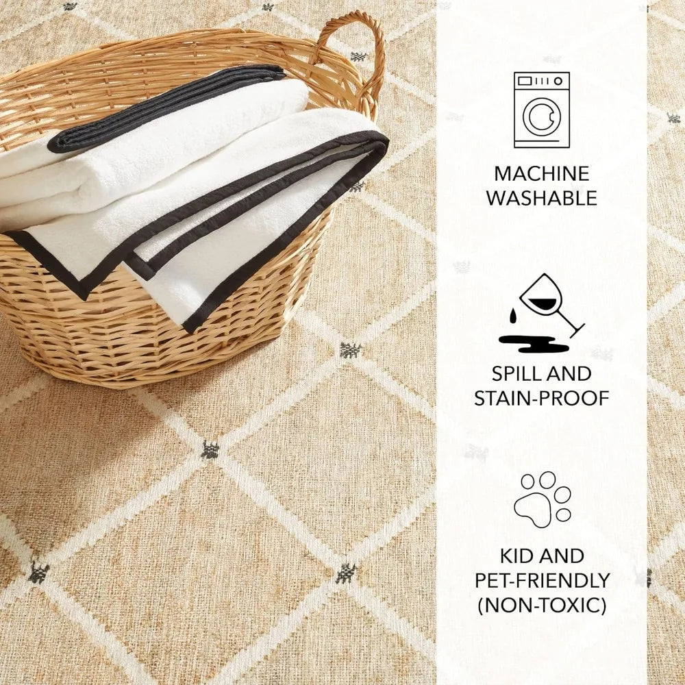 Machine Washable Diamond Accent Rug - 4x6
