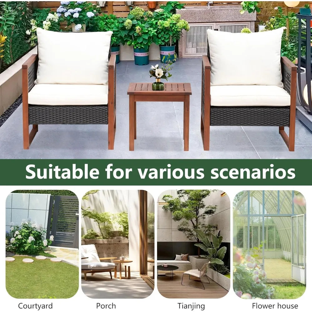 2-Piece Rattan Modern Bistro Patio Set