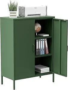 Orange Metal Accent Cabinet