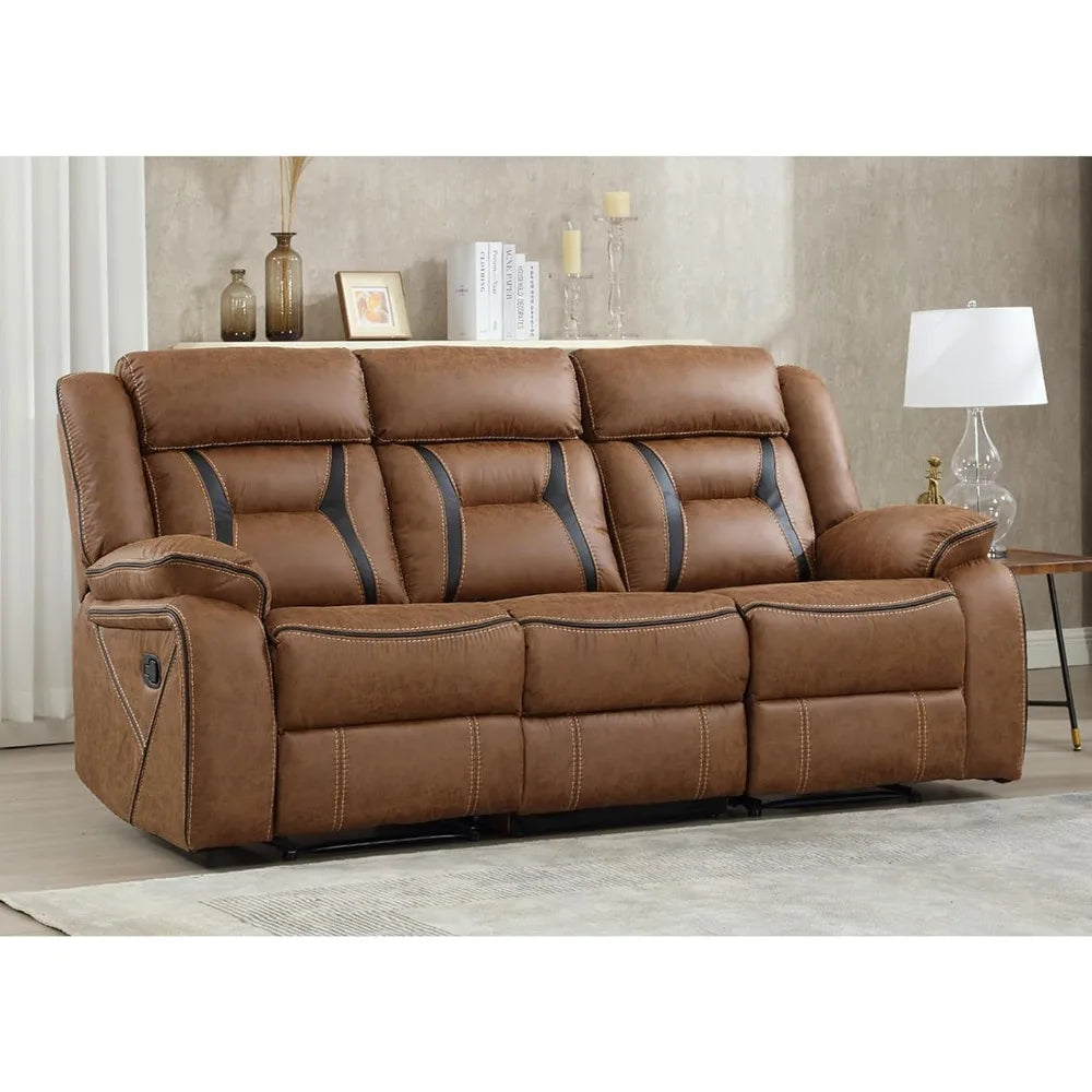 Faux Leather Manual Reclining Sofa