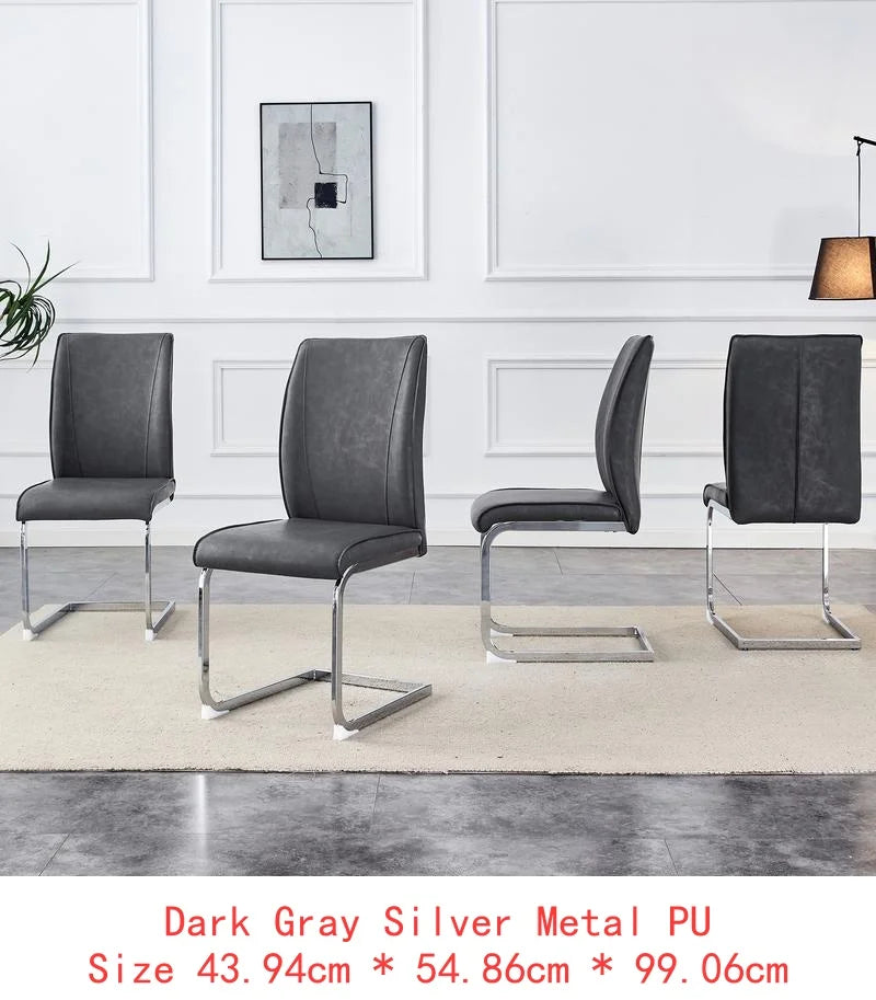 6 Black PU Leather Gold Metal Legs