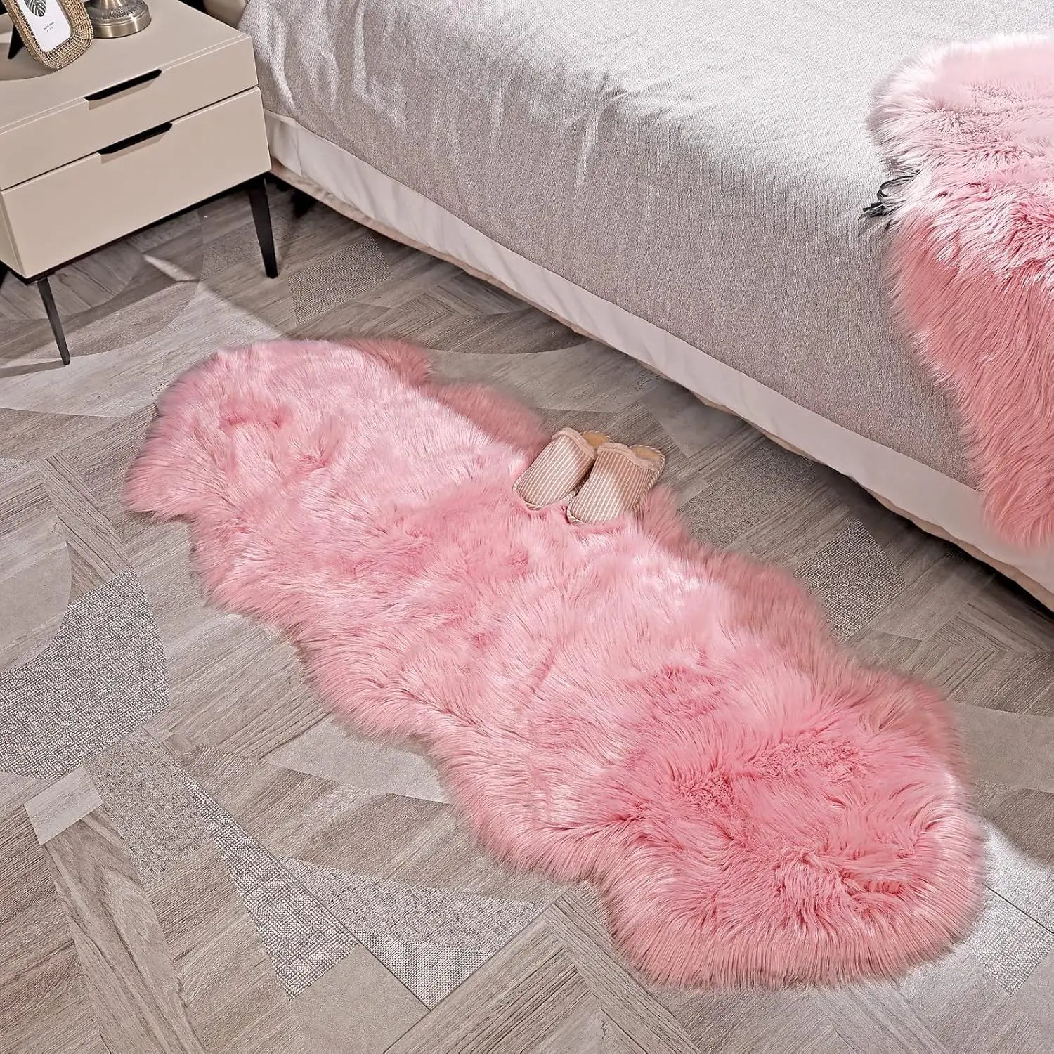 Faux Fur Pink Non-Slip Thick Fluffy