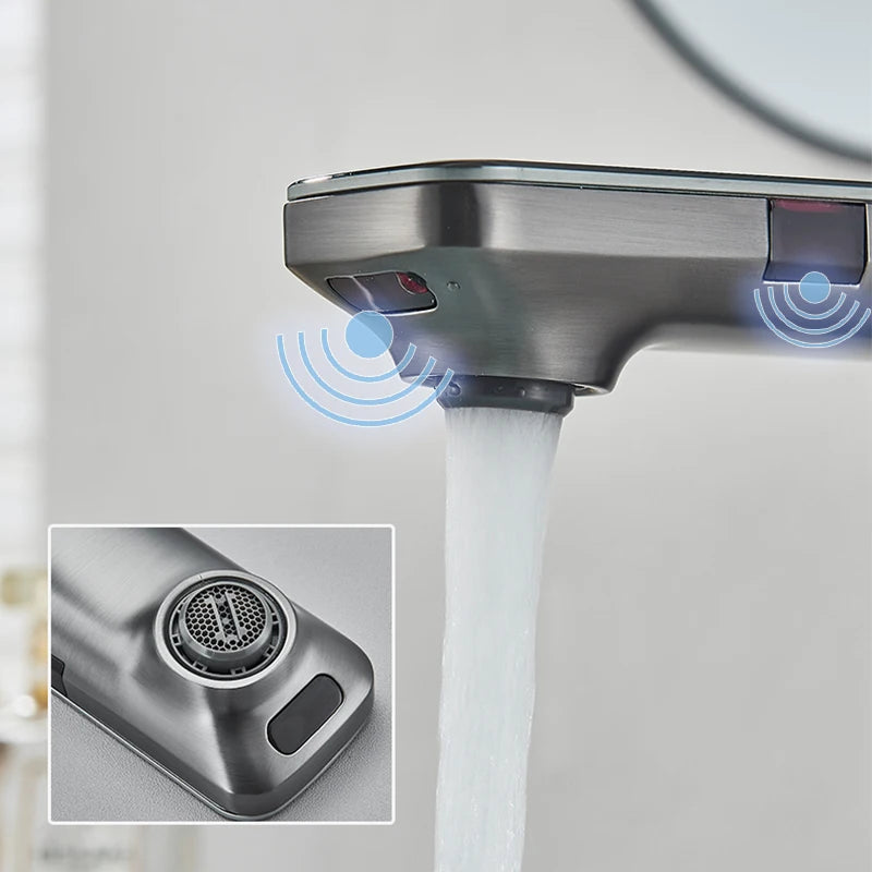 Gun Grey Smart Sensor Basin Digital Display