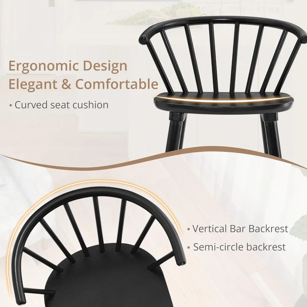 4 Black Farmhouse Semicircular Backrest