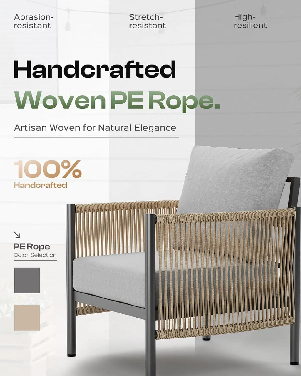 Aluminum Patio Set, HDPE Rope 5-Piece