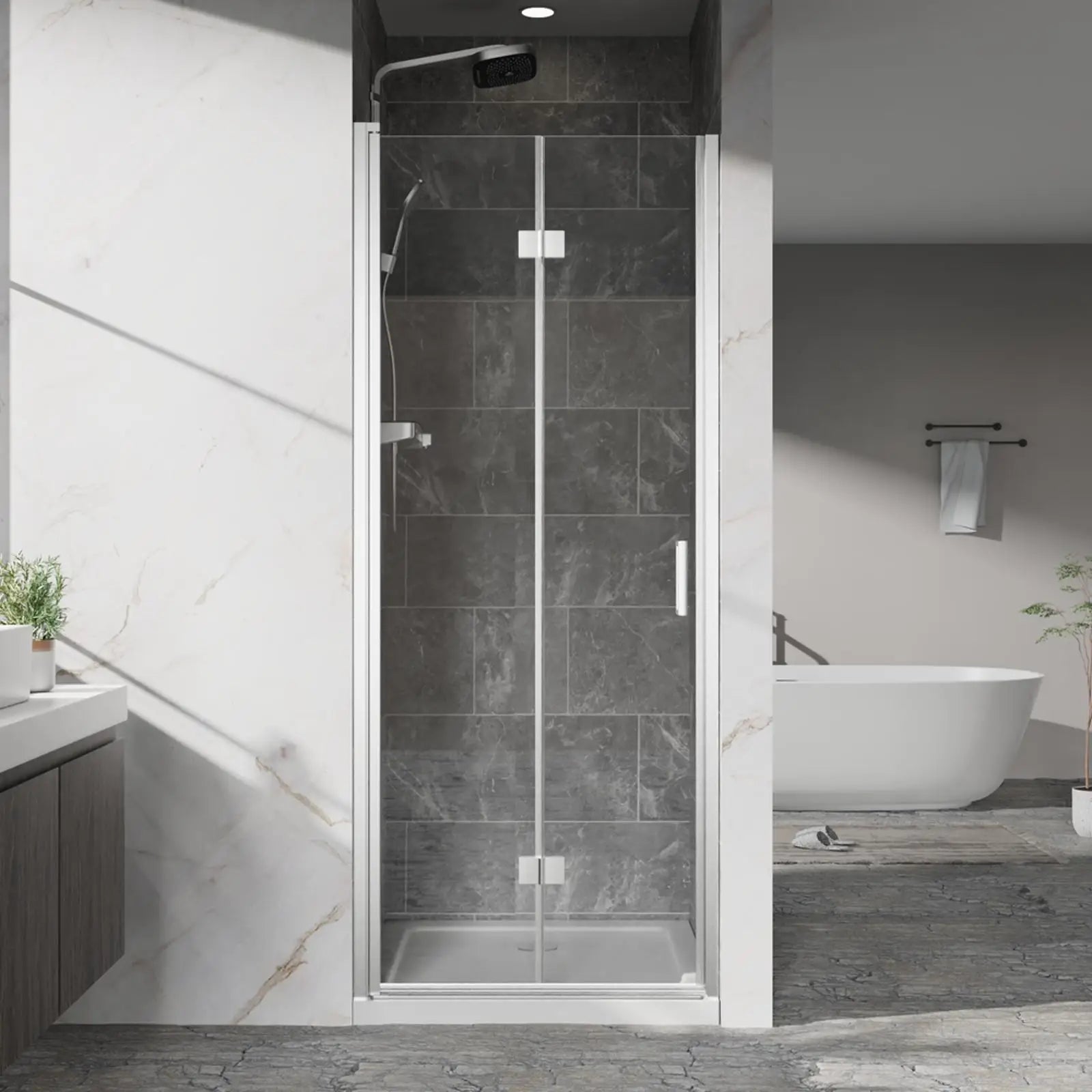 Frameless Glass Shower Door w/Chrome