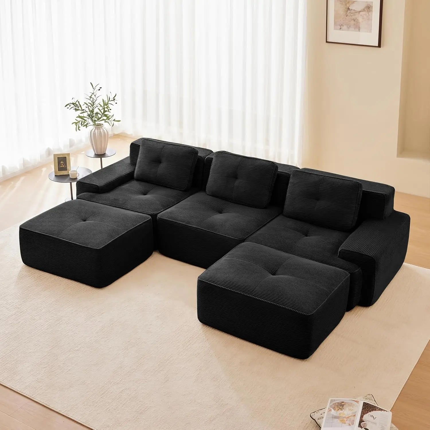 116" Modern Corduroy Cloud Sofa