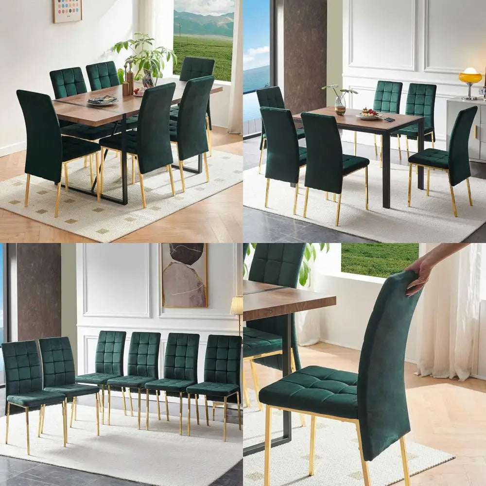 6 Upholstered Velvet High Back Tufted