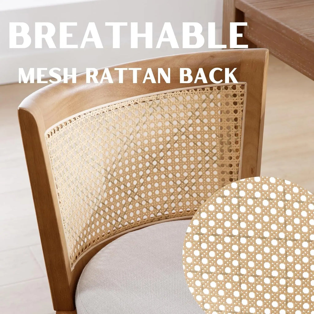 4 Modern Farmhouse Rattan Natural Wood