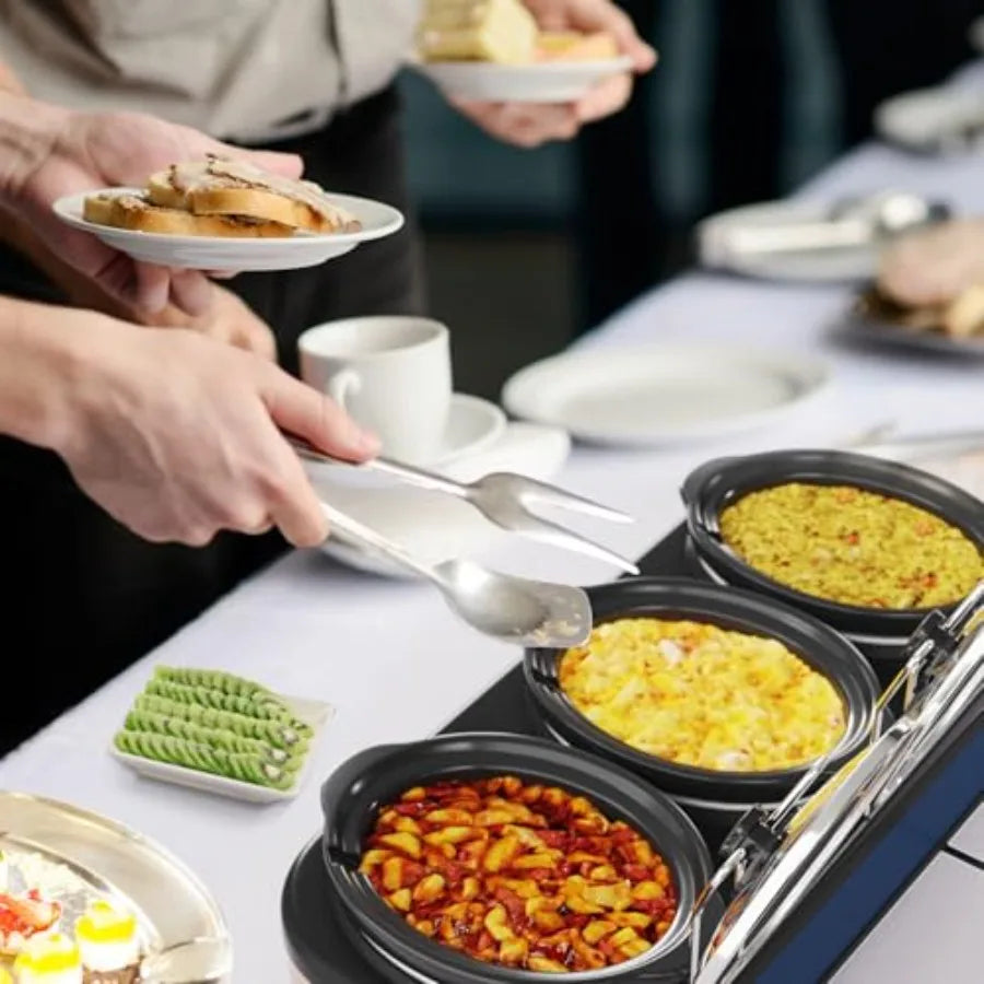 Triple Slow Cooker Buffet Server Removable Pots