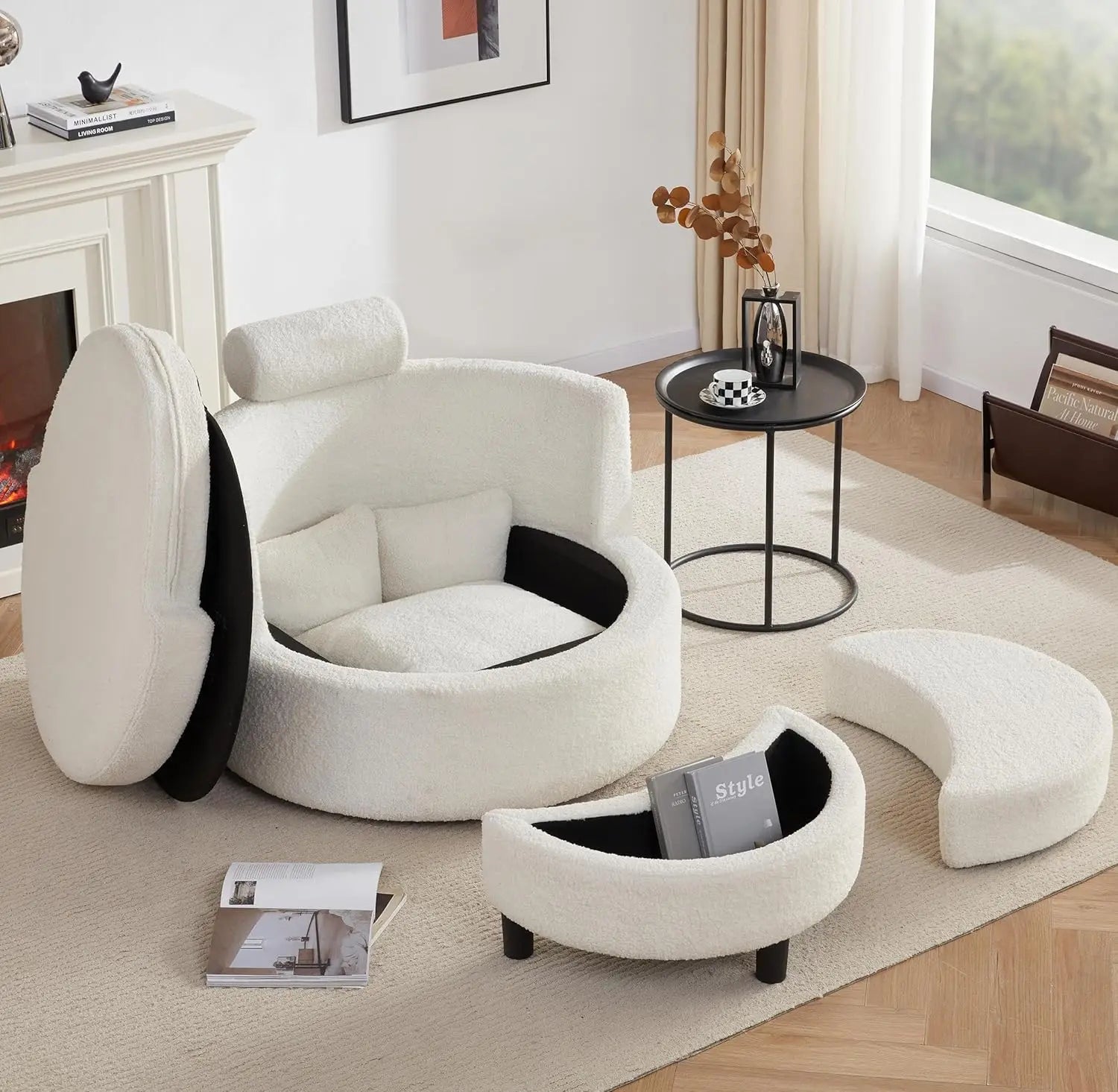 39.8” Swivel Barrel Chair w/Storage