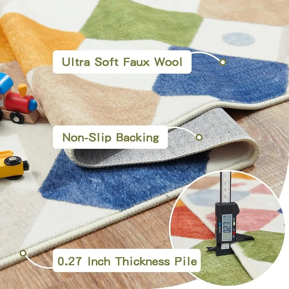 Area Rug 5X7 Diamond Kids Washable