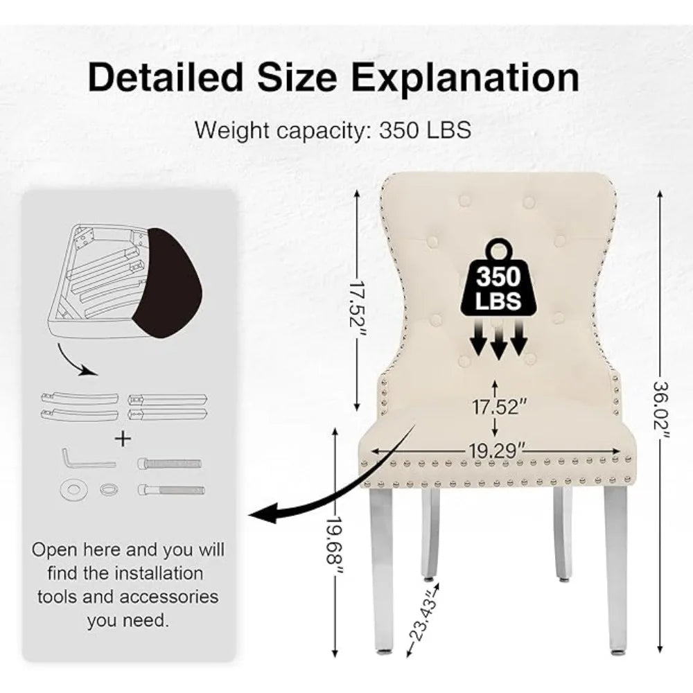 4 Velvet Tufted Upholstered Stainless-Steel Legs
