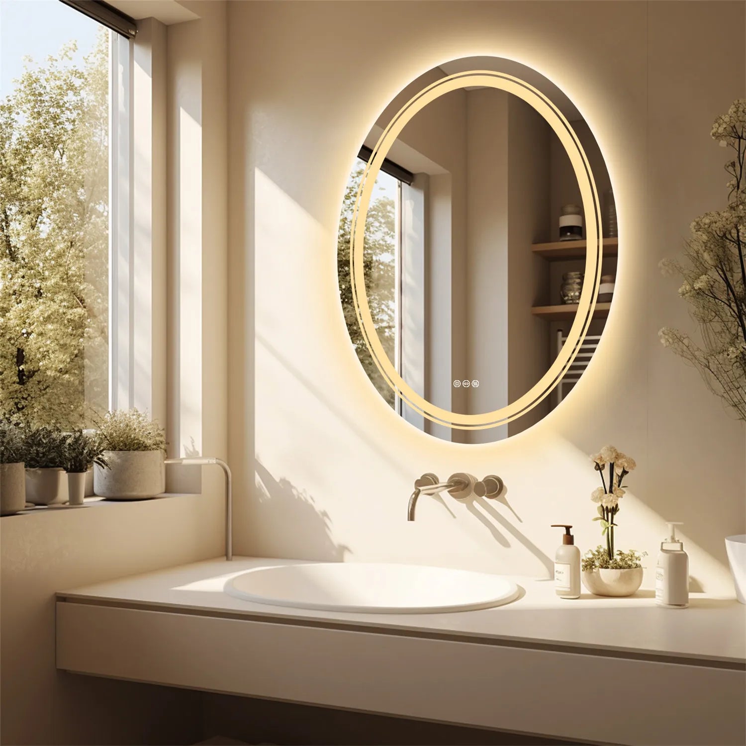 Oval LED Bathroom Mirror Dimmable