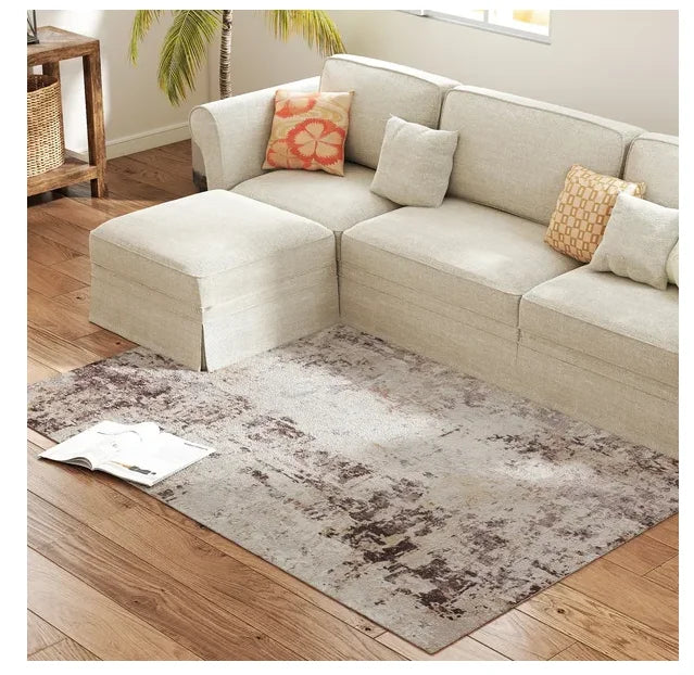 4x6 Washable Abstract Mixed-Brown