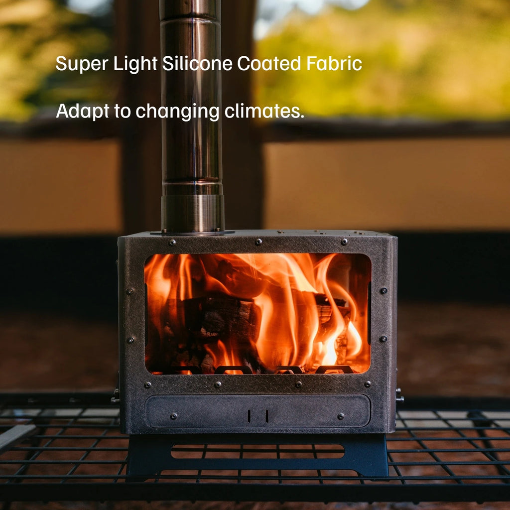 Outdoor Wood Stove Stainless/ Glass Chimney