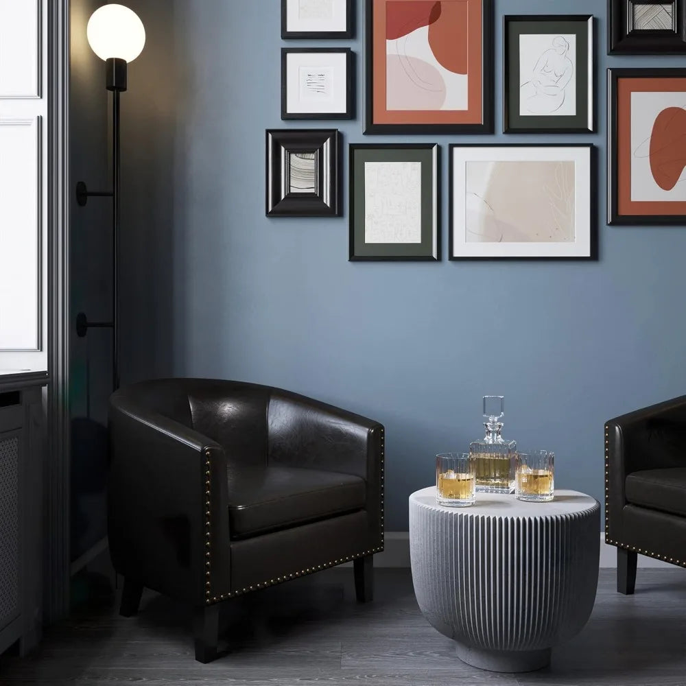 Accent Barrel Chair Faux Leather