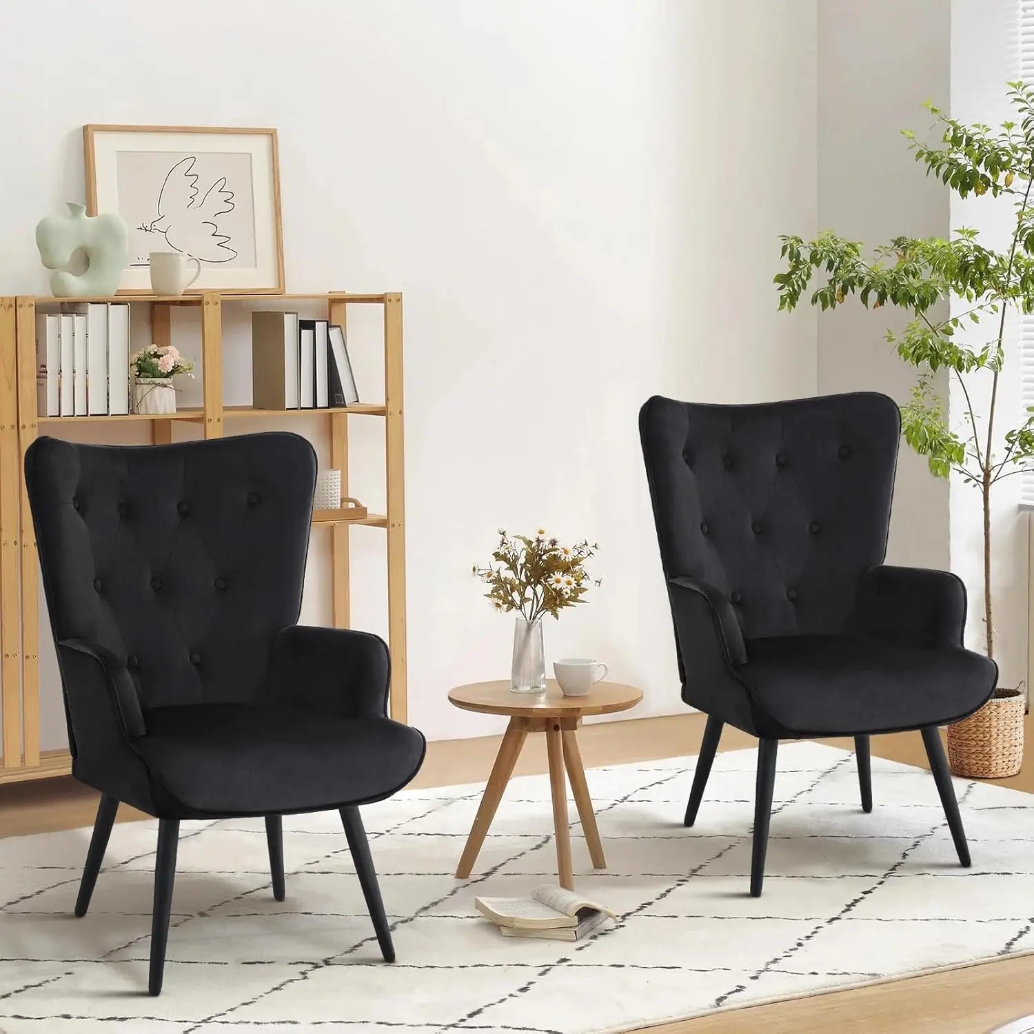 2 Black Velvet w/ High Wingback