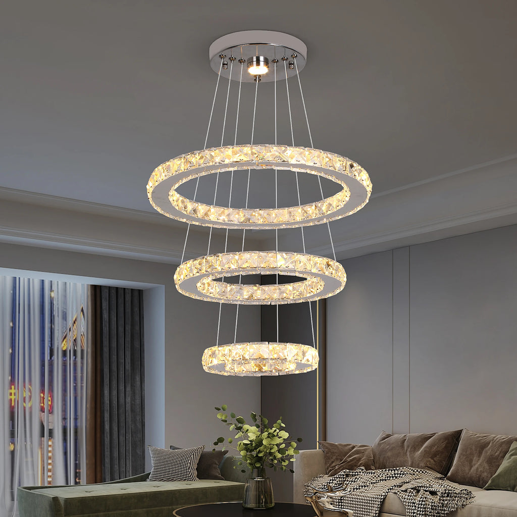 Modern Rings LED Crystal Chandelier