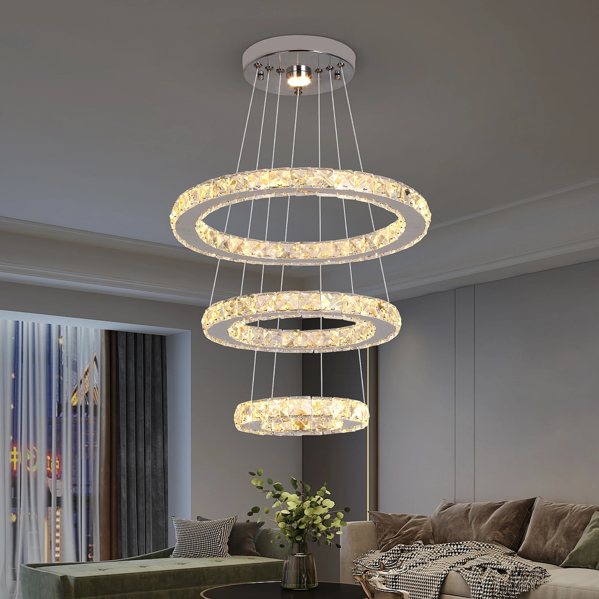 Modern Rings LED Crystal Chandelier