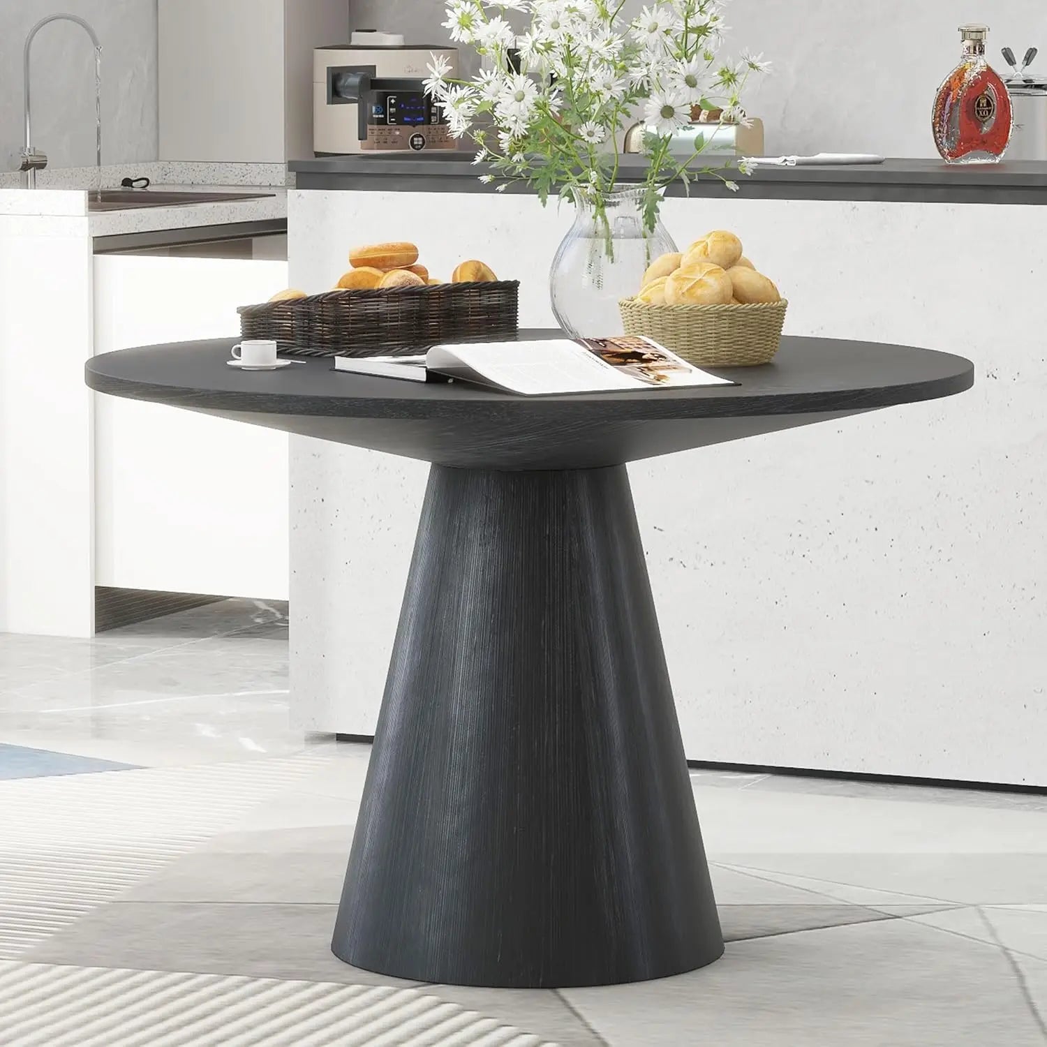 45" Round Wooden  Retro Style  Black