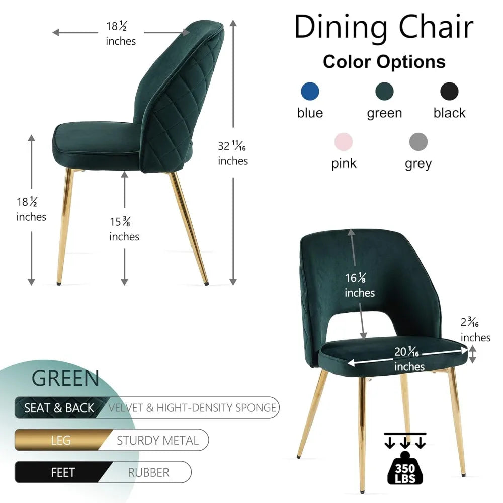 2 Forest Green Velvet Upholstered