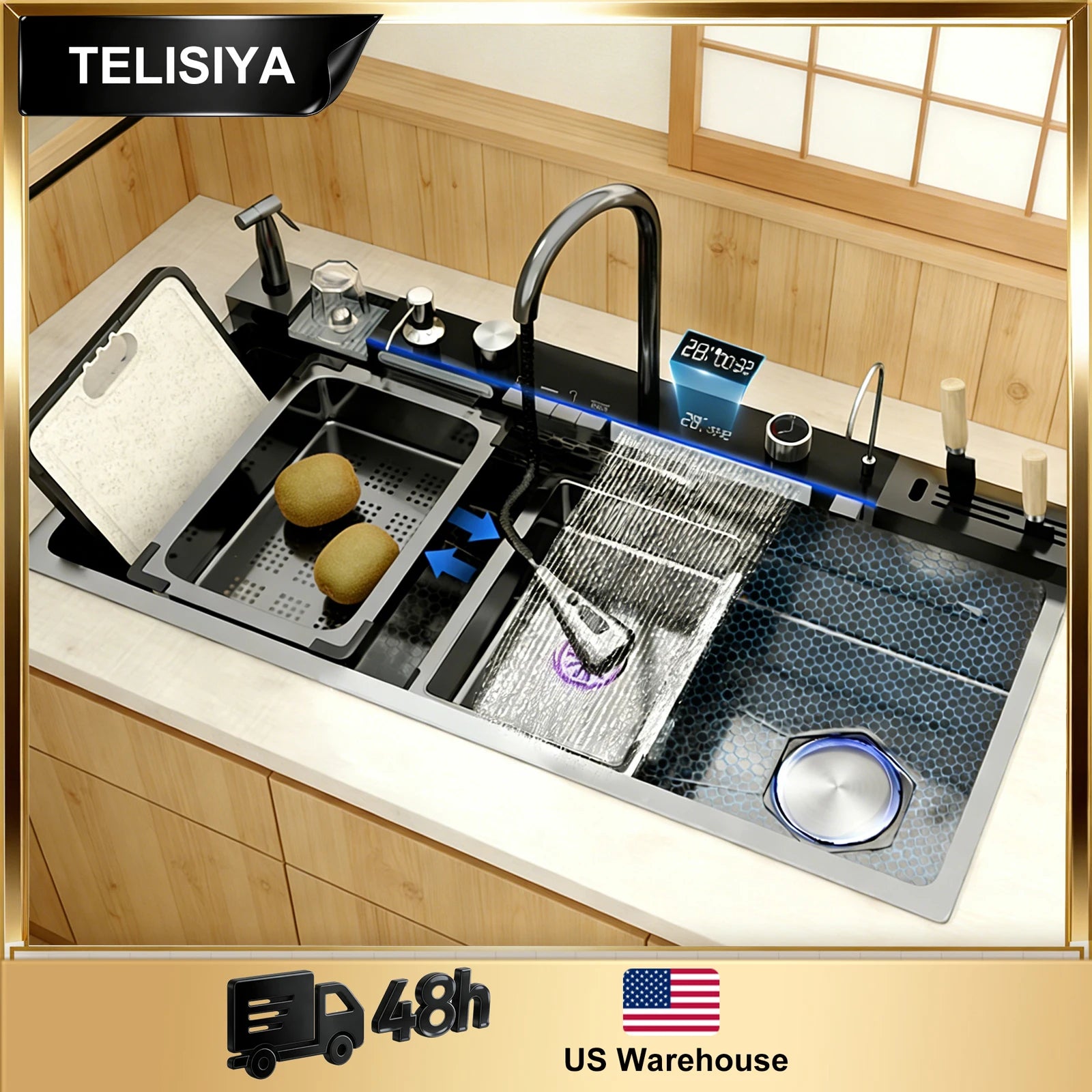 Stainless Sink Digital Display Waterfall