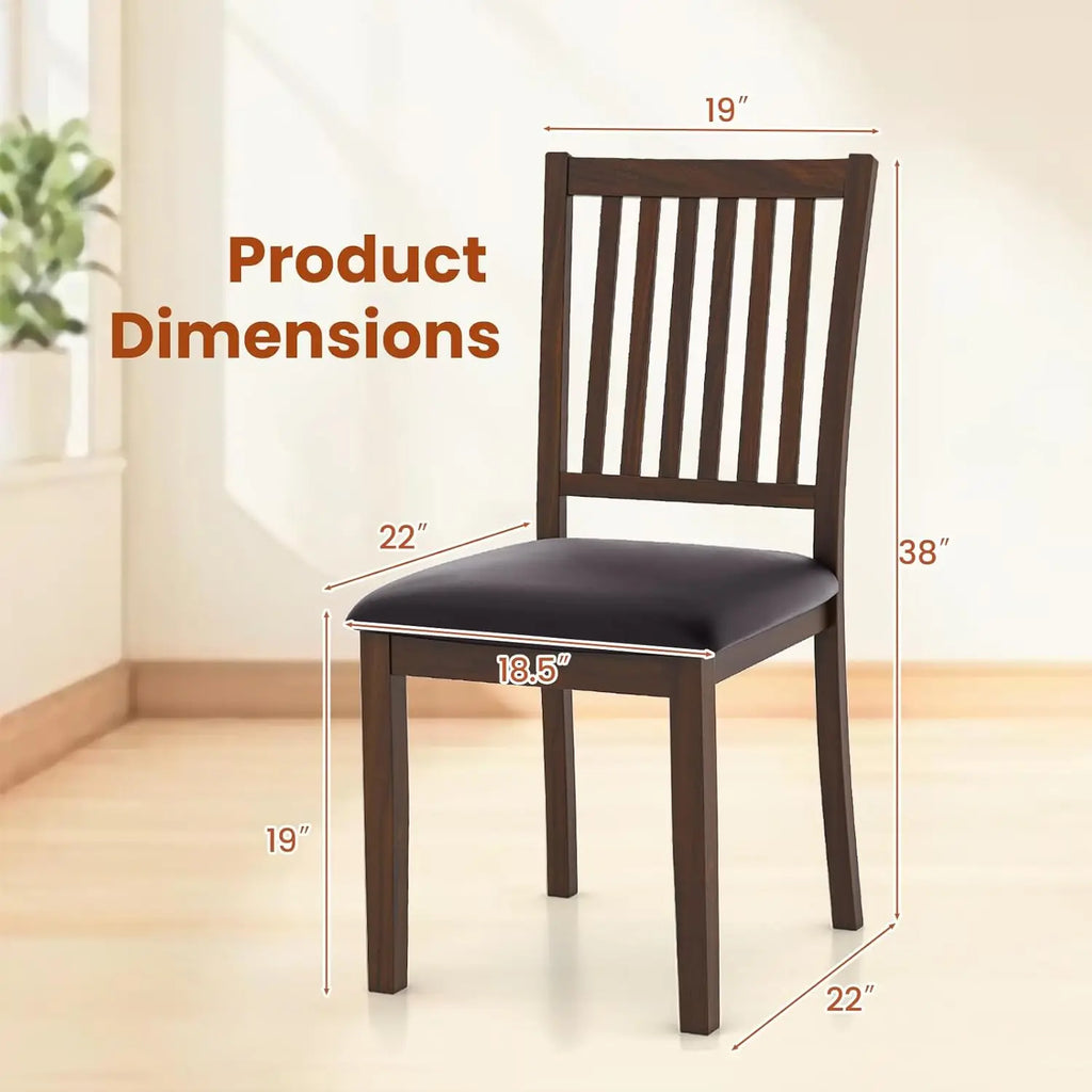 4 Wooden Upholstered Slat Back PVC Leather