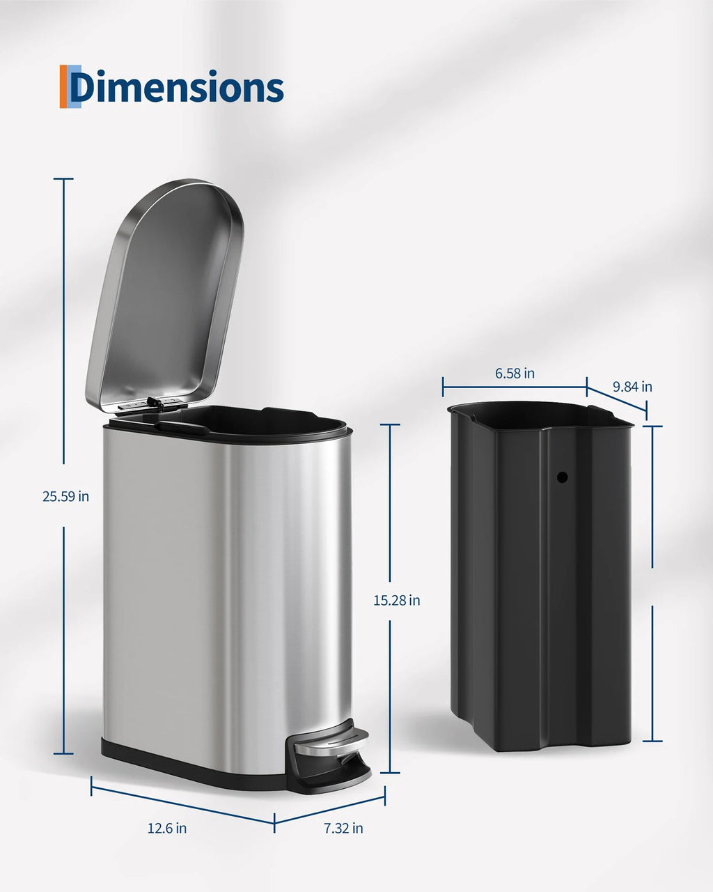 2 pc Step-On Cans 50L+10L Stainless