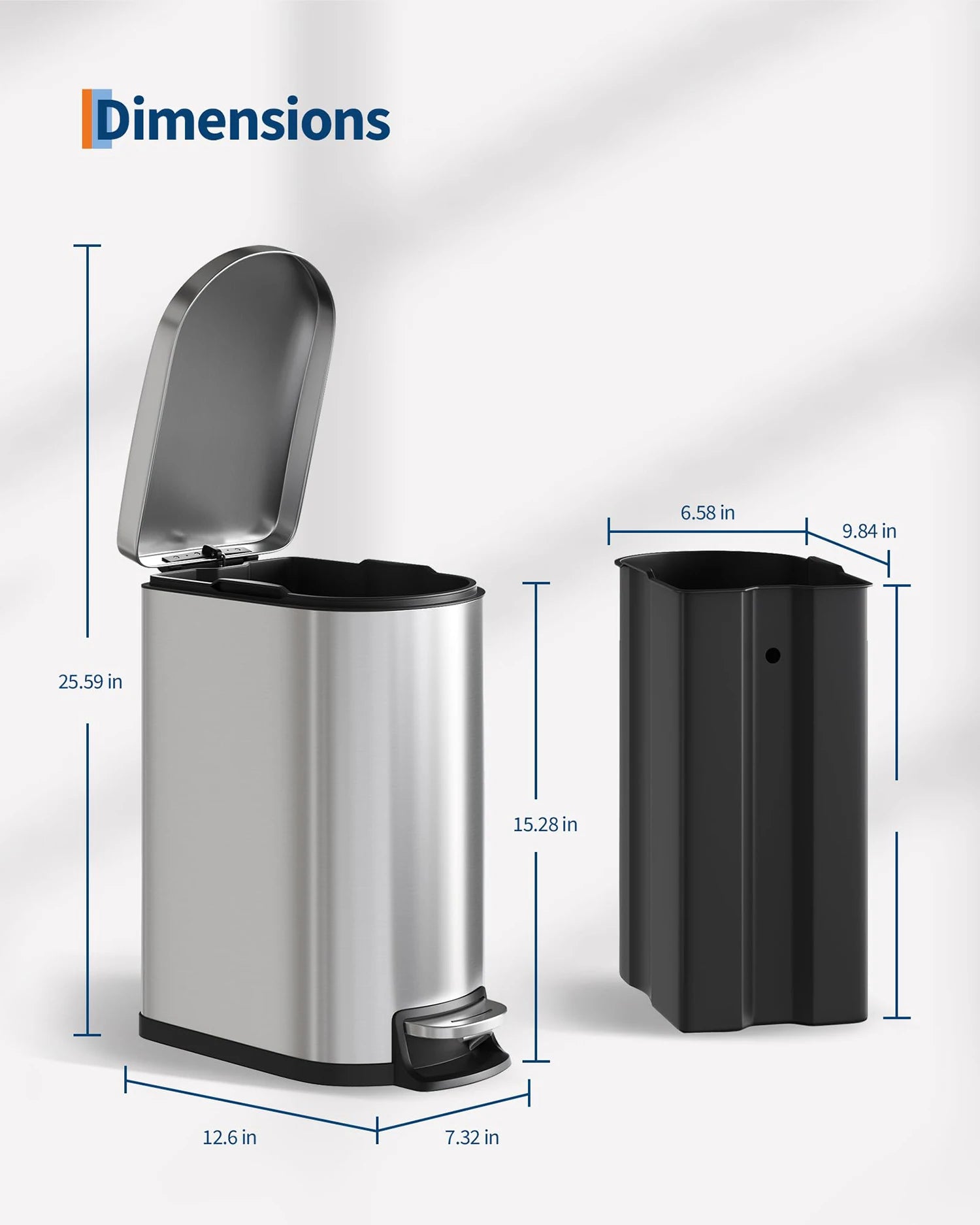 2 pc Step-On Cans 50L+10L Stainless