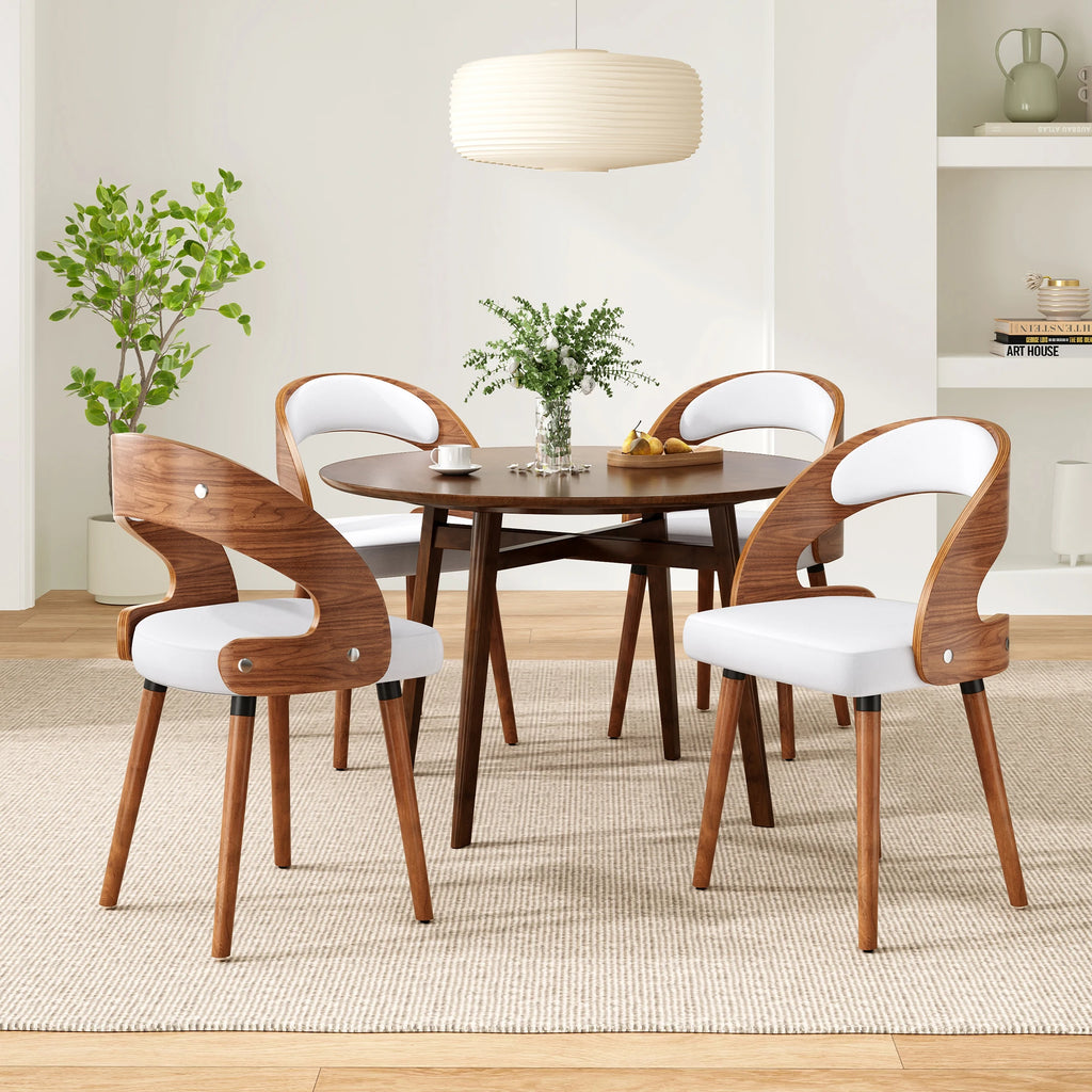 2 Wood Modern Upholstered Curved Backrest