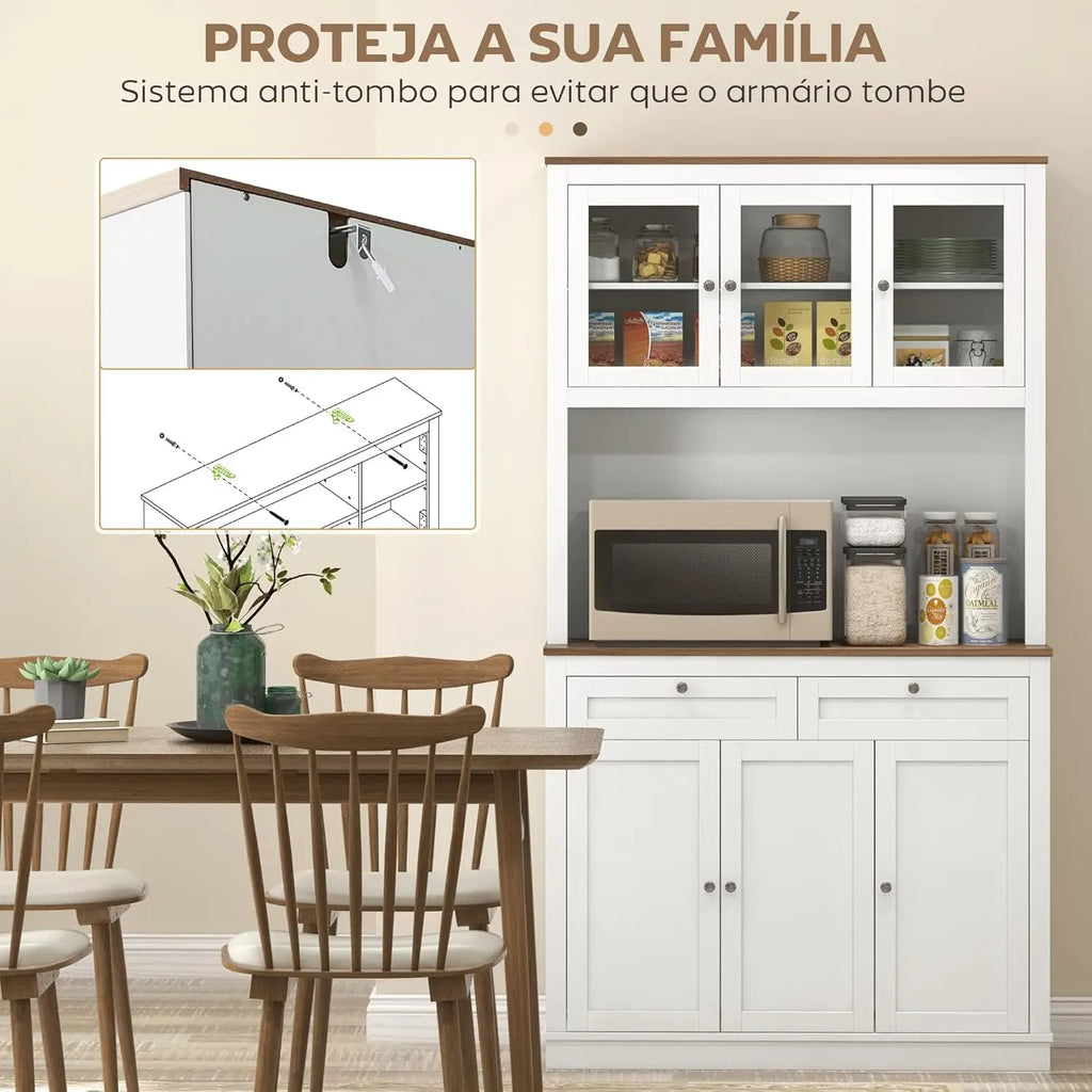 71" Kitchen Pantry Cabine, Microwave Stand, 2 Drawers