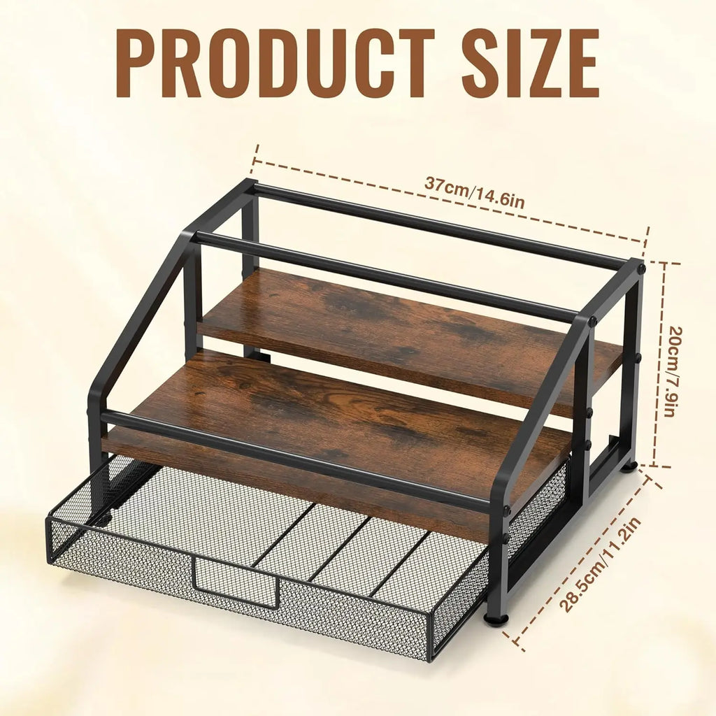 3-Tier Coffee Syrup Rack/35 K-Cup Storage/Coffee Bar