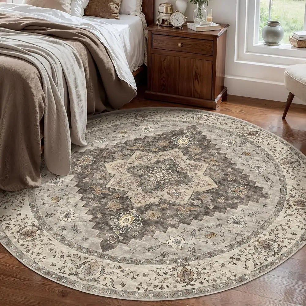 6' Circle Vintage Washable Boho