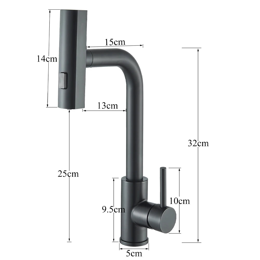 Black Pull Out Rotation Waterfall Sprayer