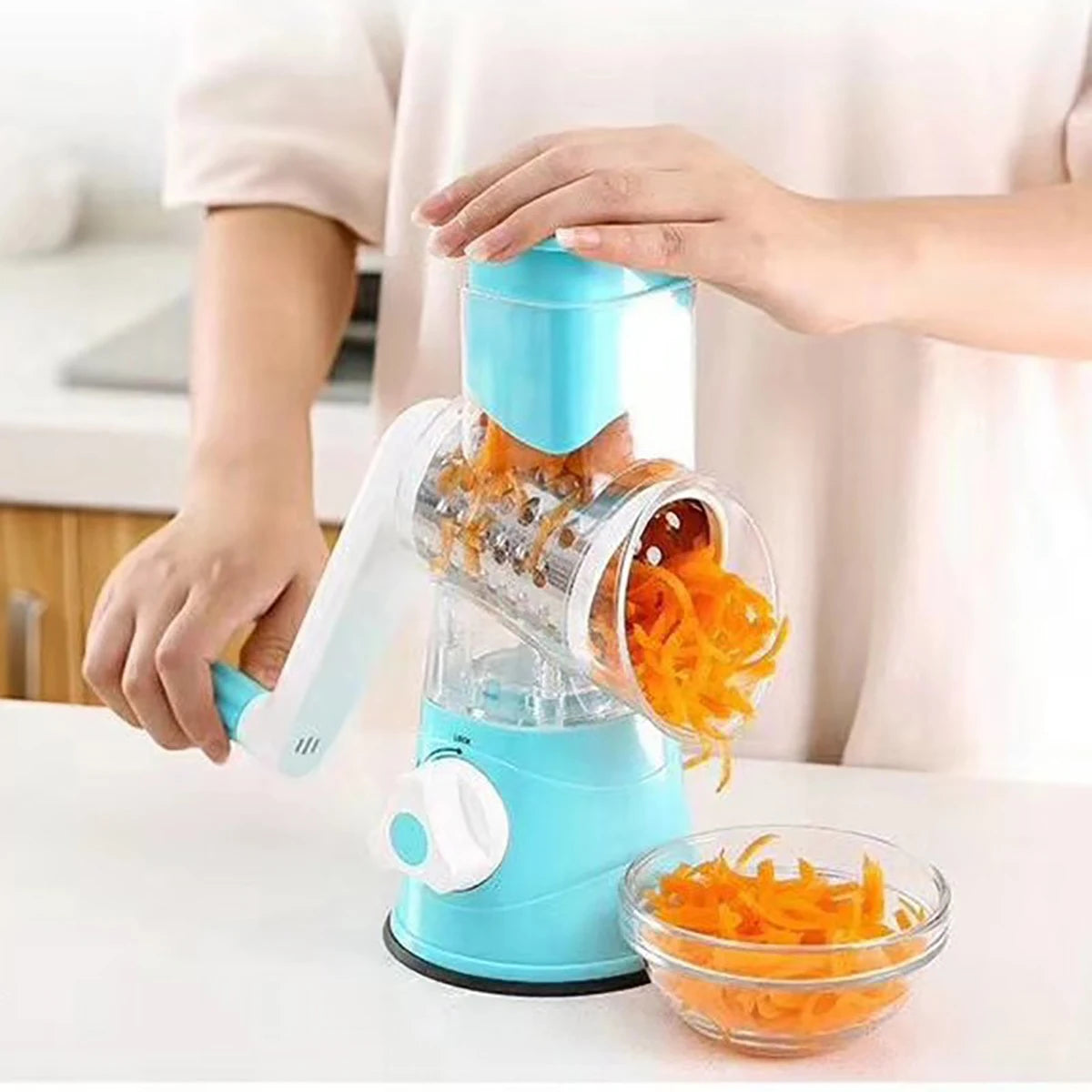 Vegetable Slicer Shredder, 3 Drum Manual Grater