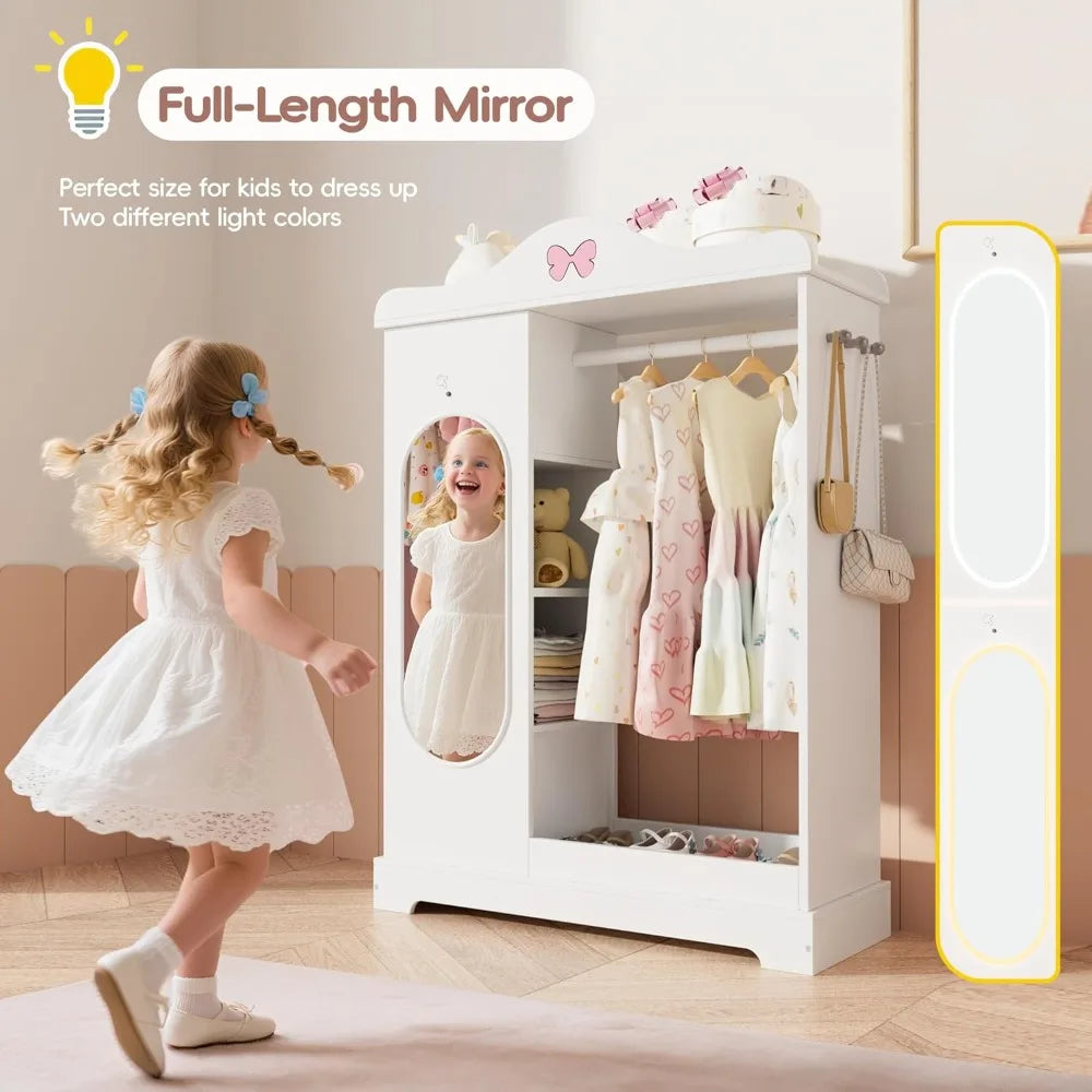 Wardrobe w/clothing storage & mirror