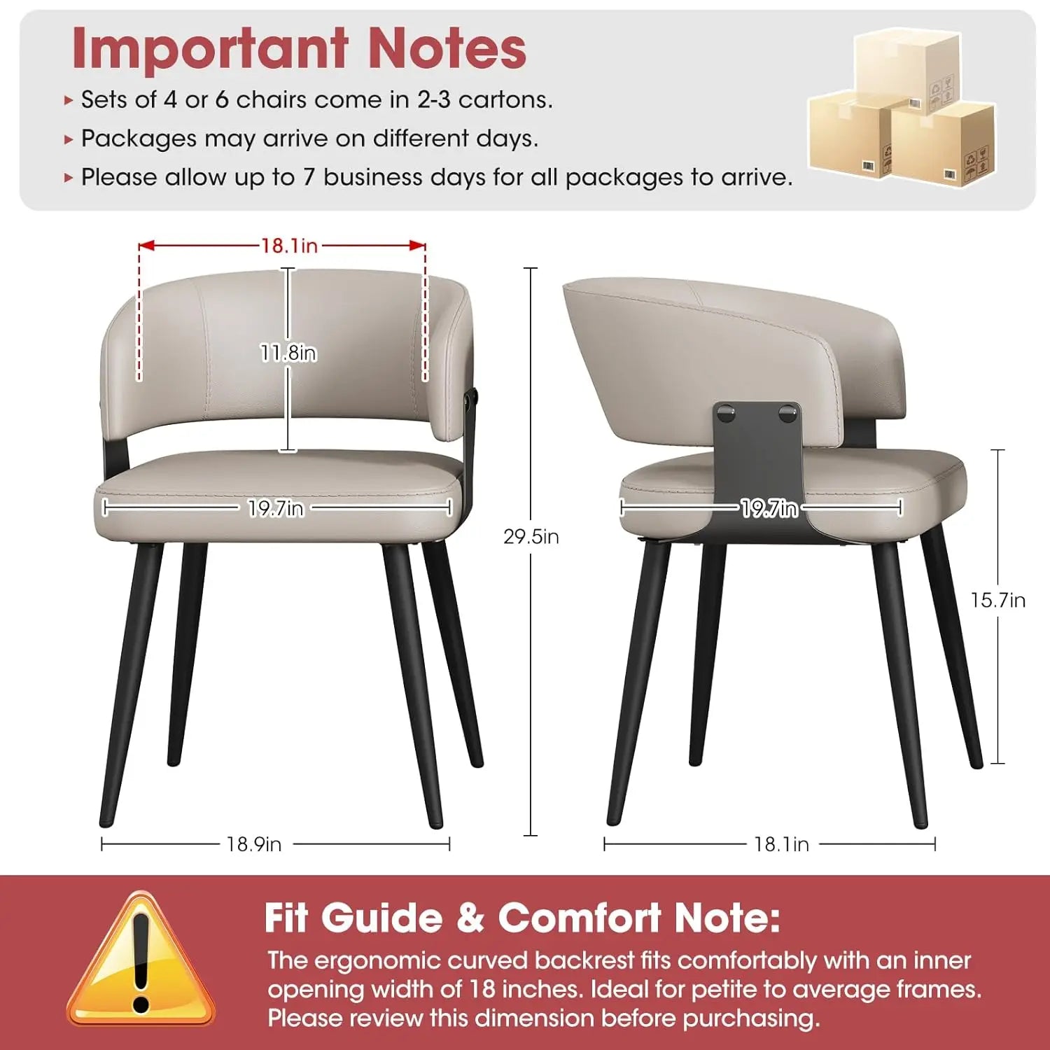 6 Modern Upholstered Faux Leather Curved