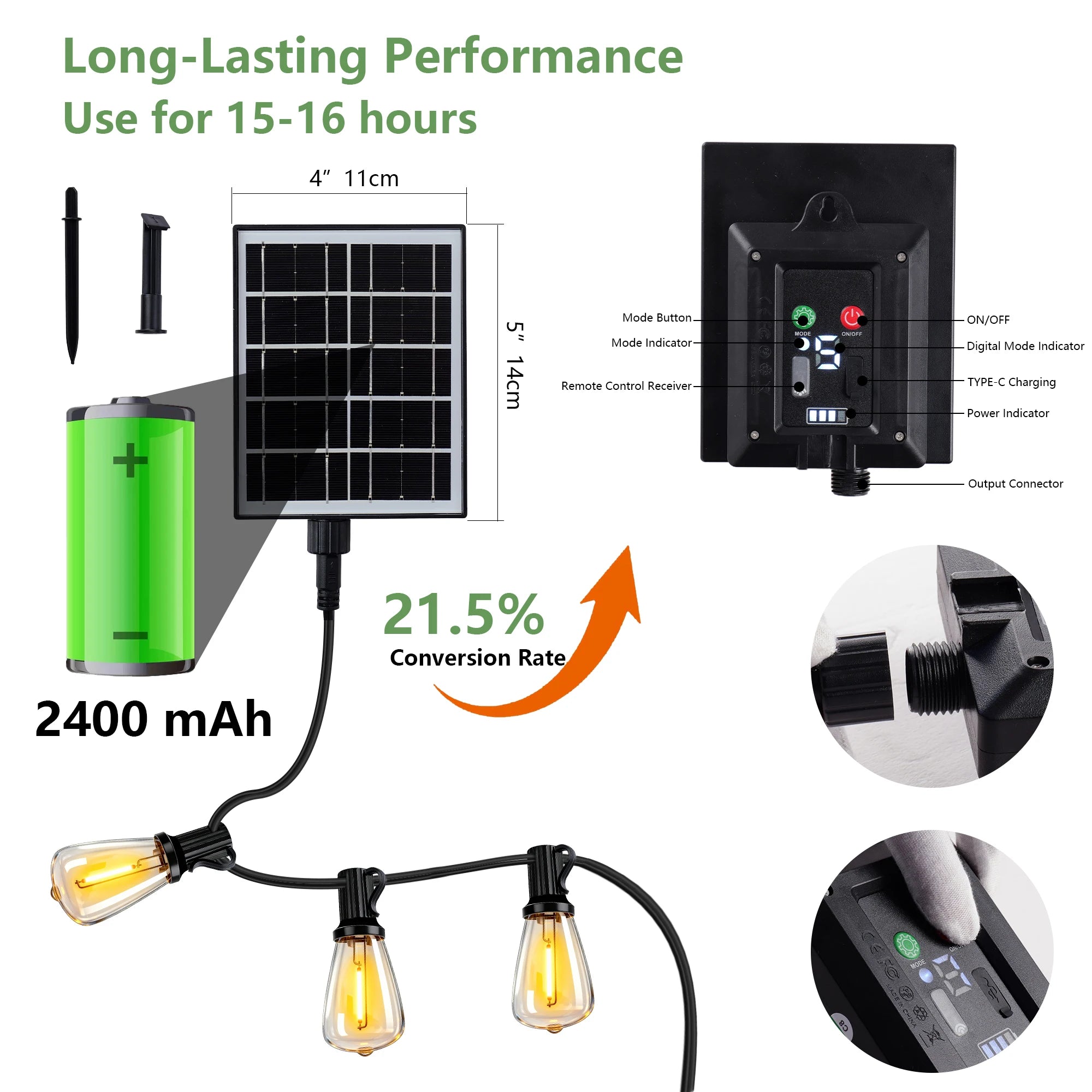 100FT Solar Waterproof String Lights