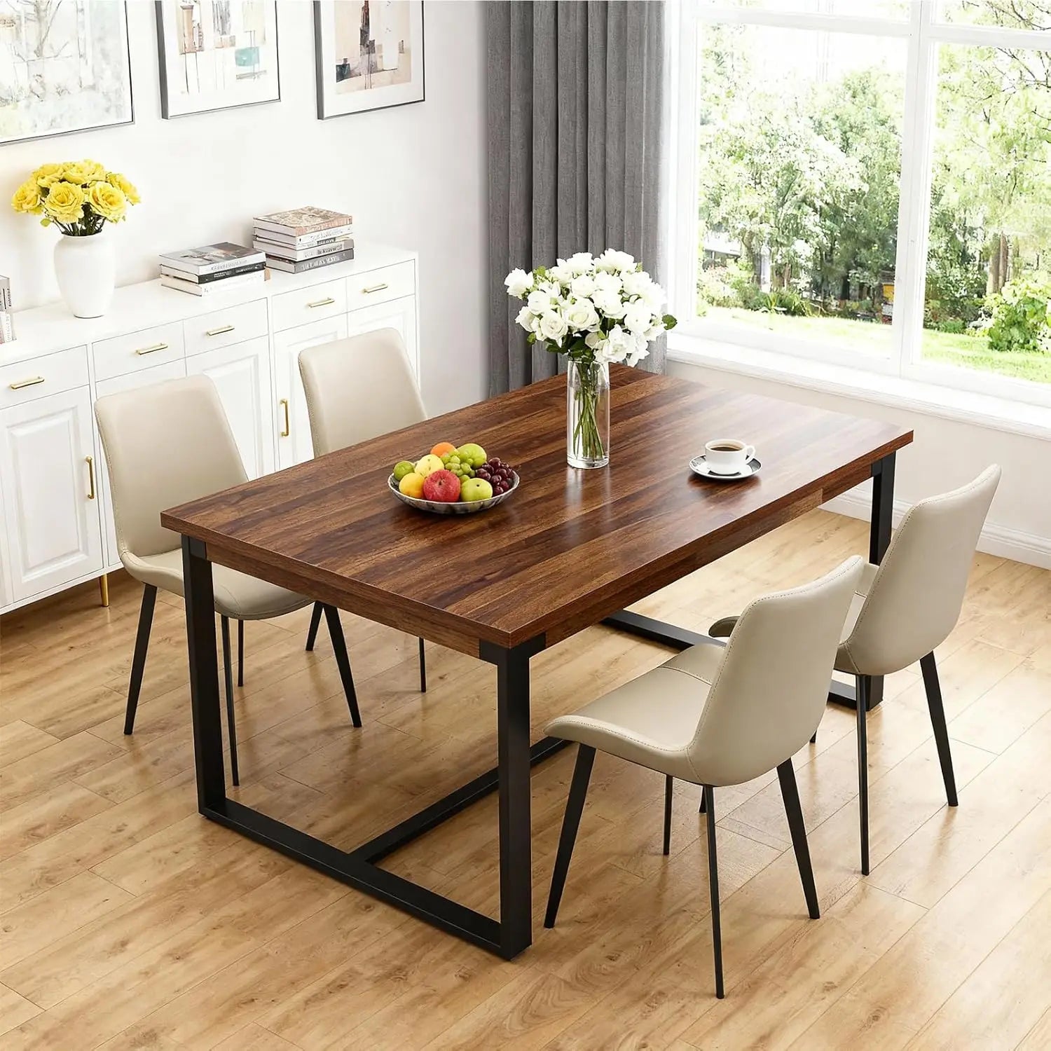 4 Modern PU Leather Upholstered