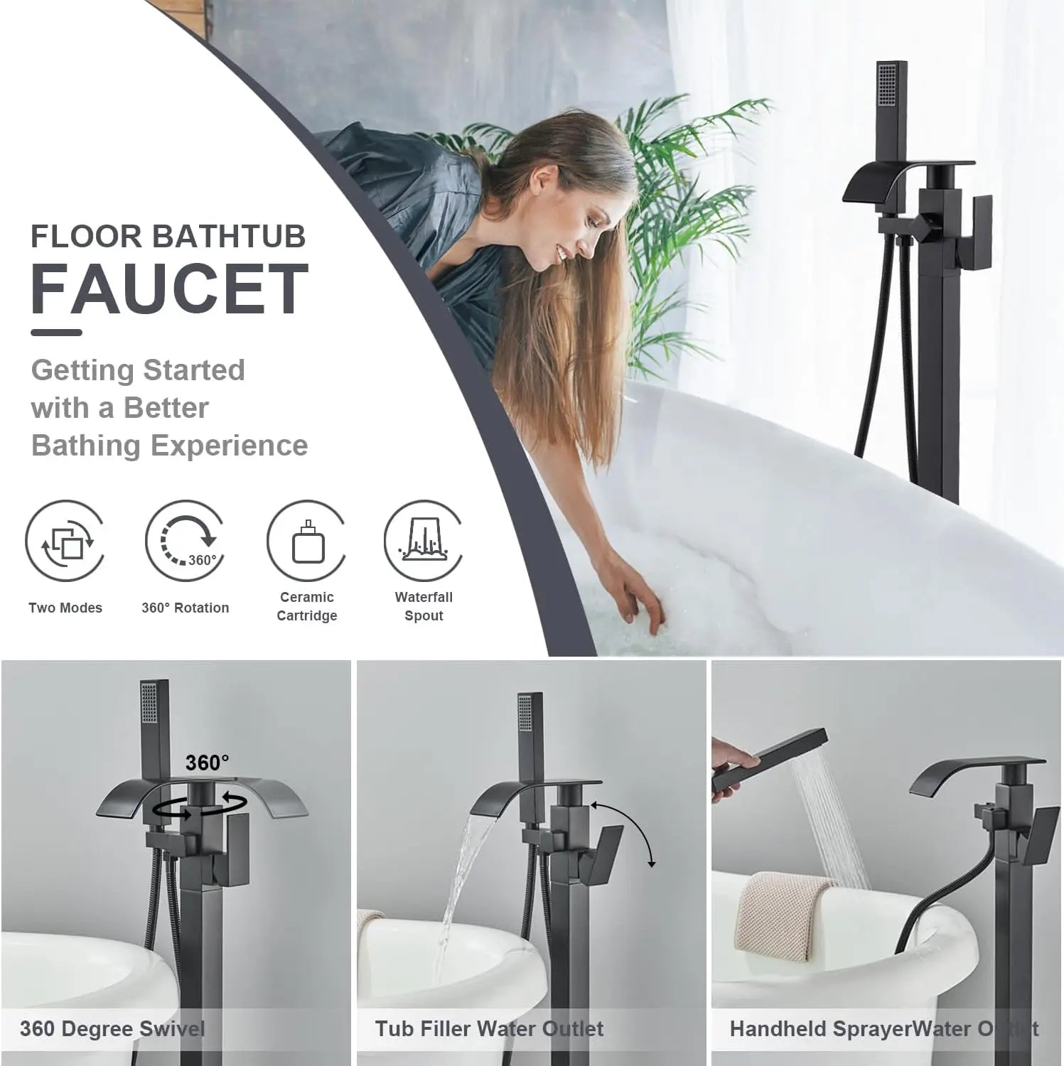 Black Waterfall Free Standing