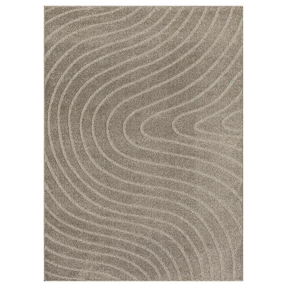 8x10 Modern Geometric Wave Taupe