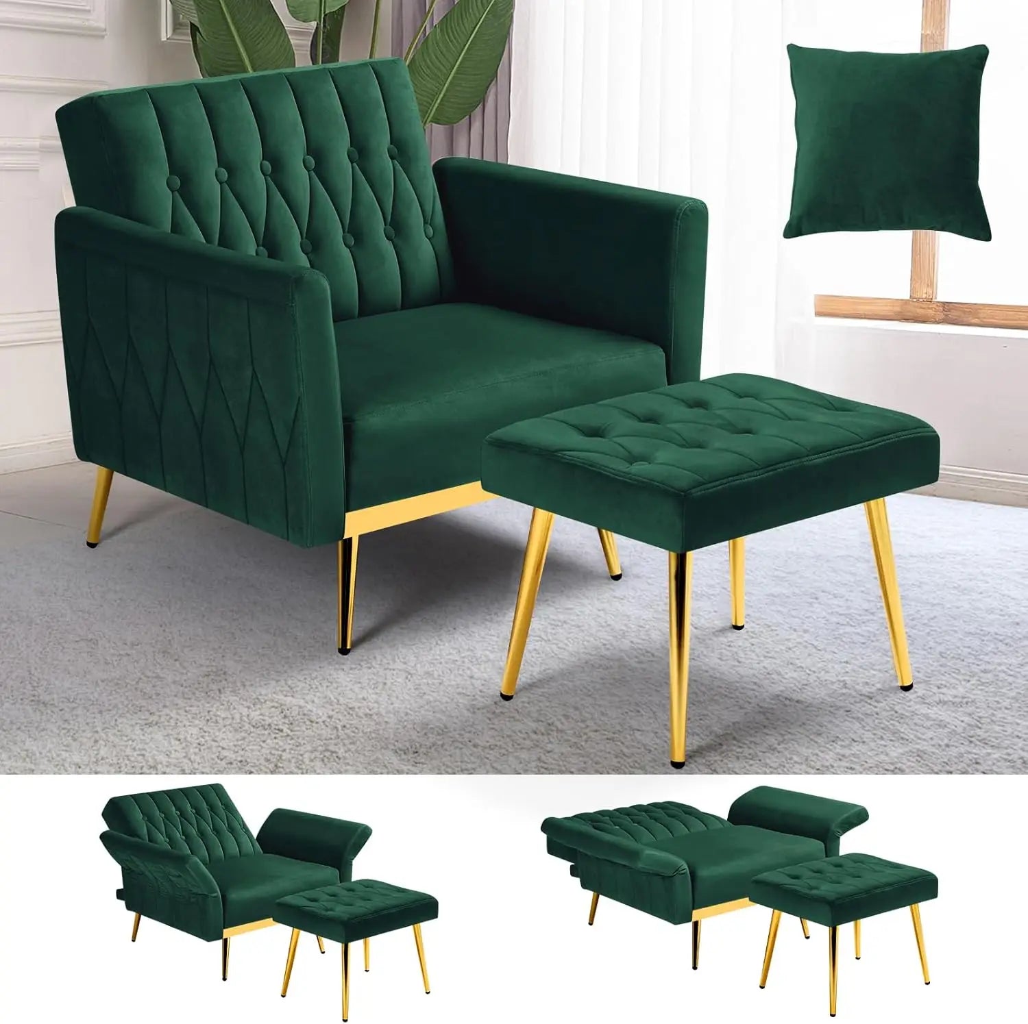 Upholstered Reclining Chair Adjustable Armrests