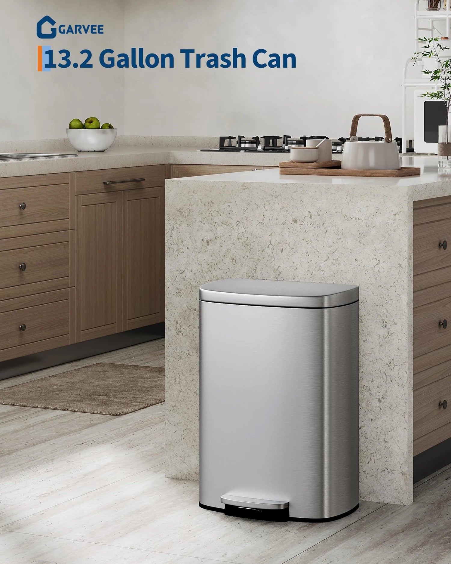2 pc Step-On Cans 50L+10L Stainless