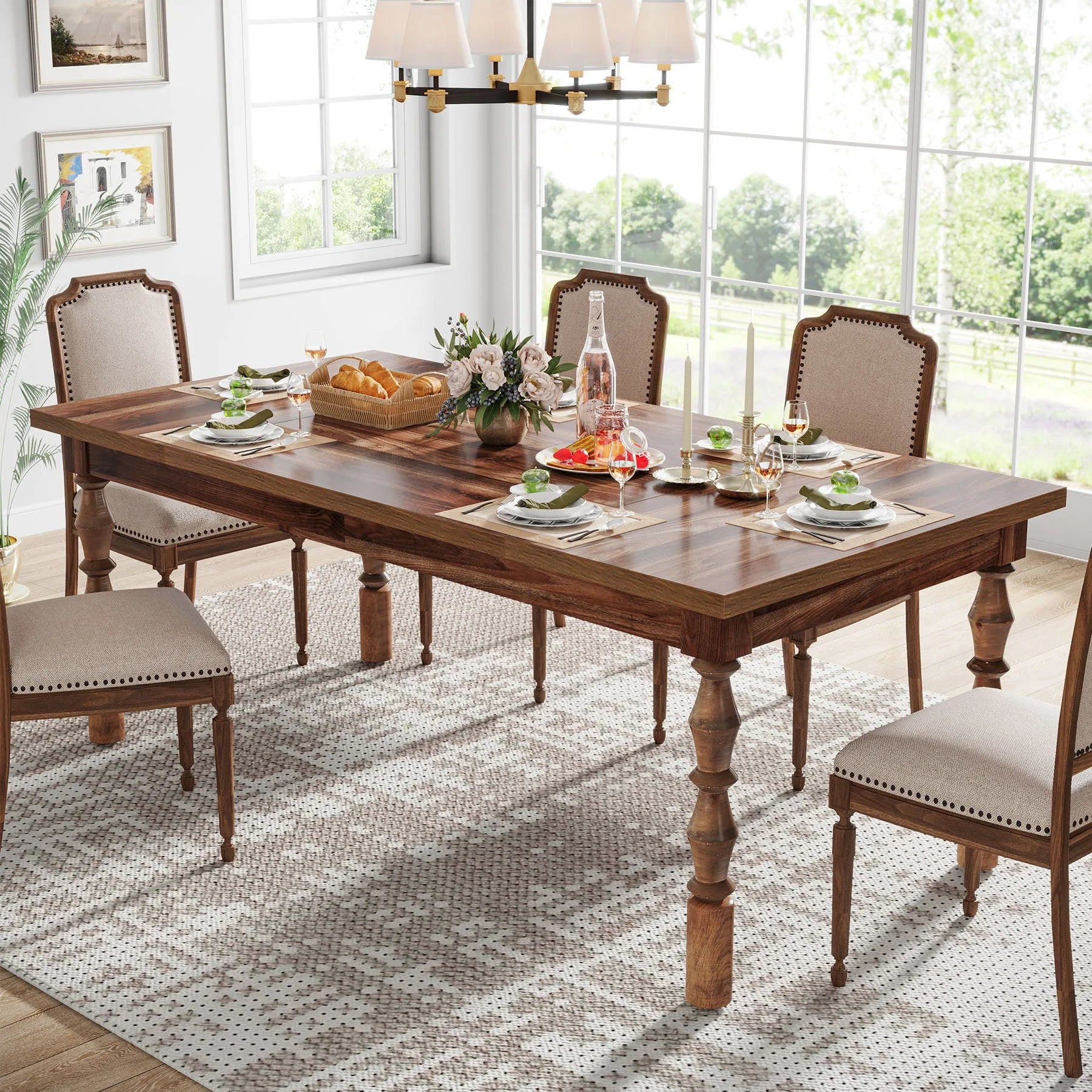 62” Wood for 4-6 Farmhouse Large Indoor/Outdoor