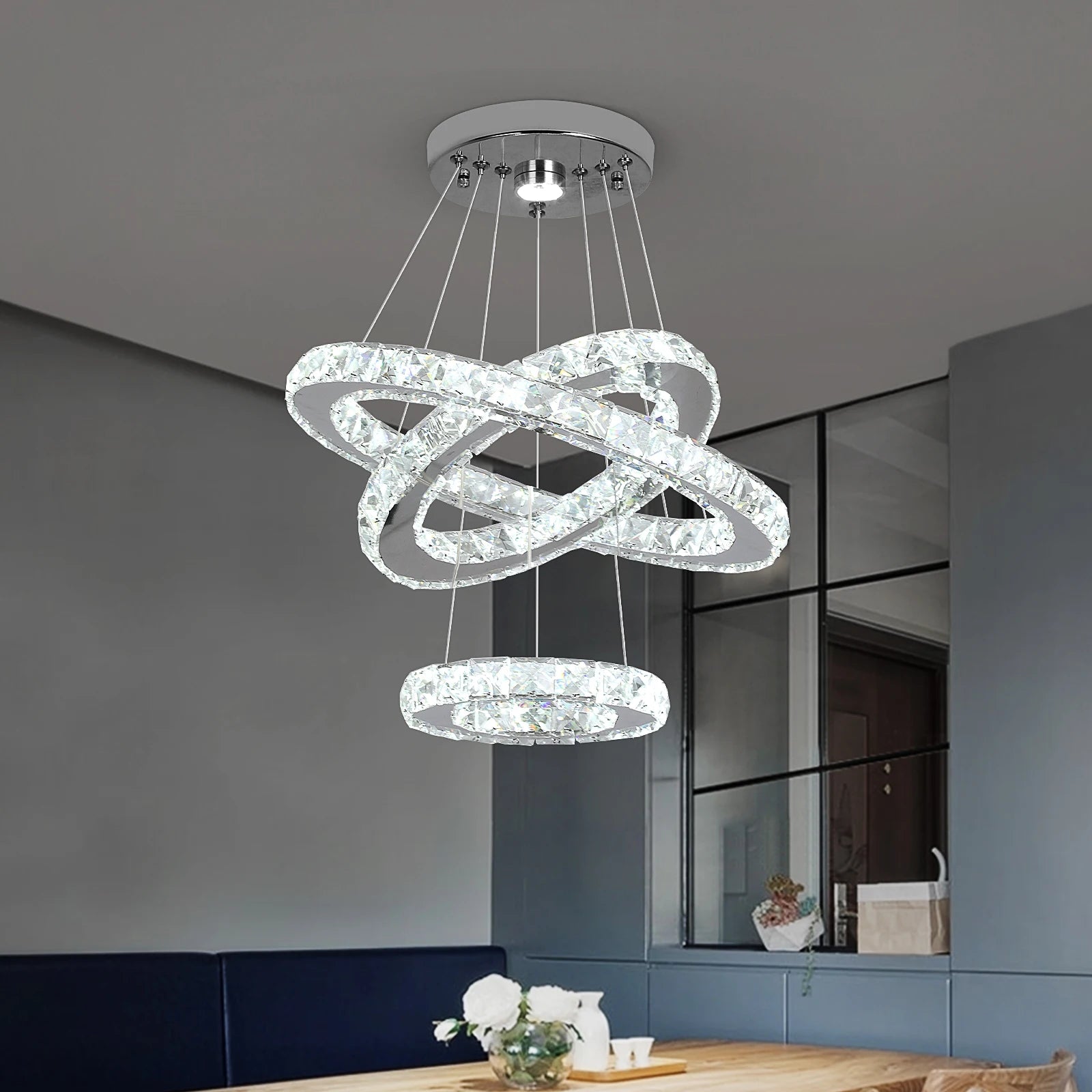 Modern Rings LED Crystal Chandelier